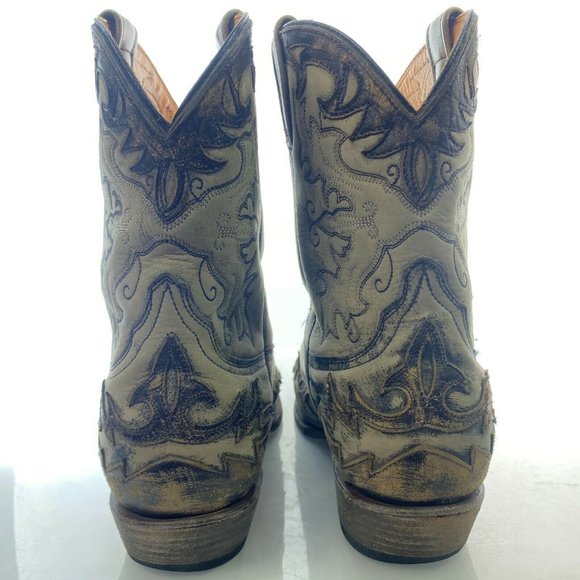STETSON 10 Handmade Distressed Leather Gray Boots - Picture 5 of 9
